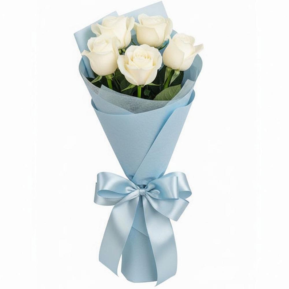 Букет 5 Белых роз Проуд в Зуе