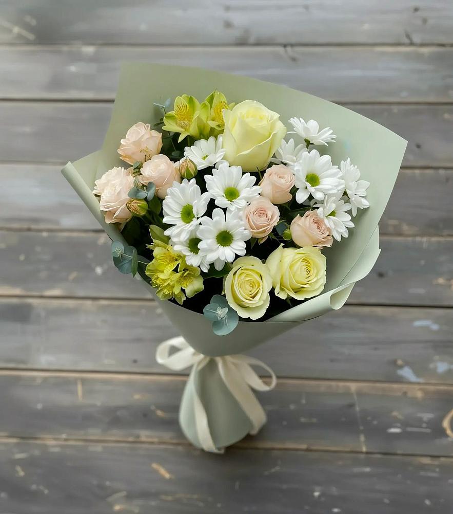 Букет цветов из: Альстромерии, Розы и Хризантемы в Зуе