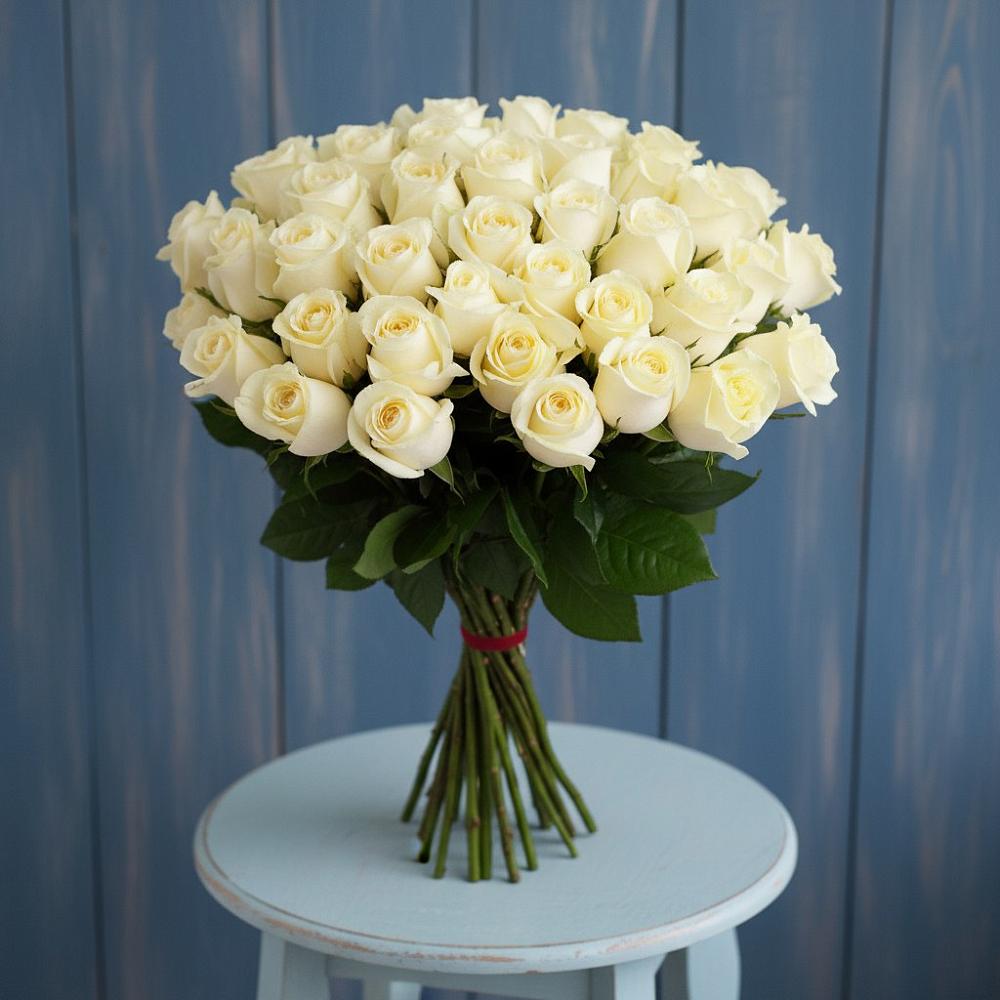 Букет 51 Белая роза Эдлесс Лав в Зуе