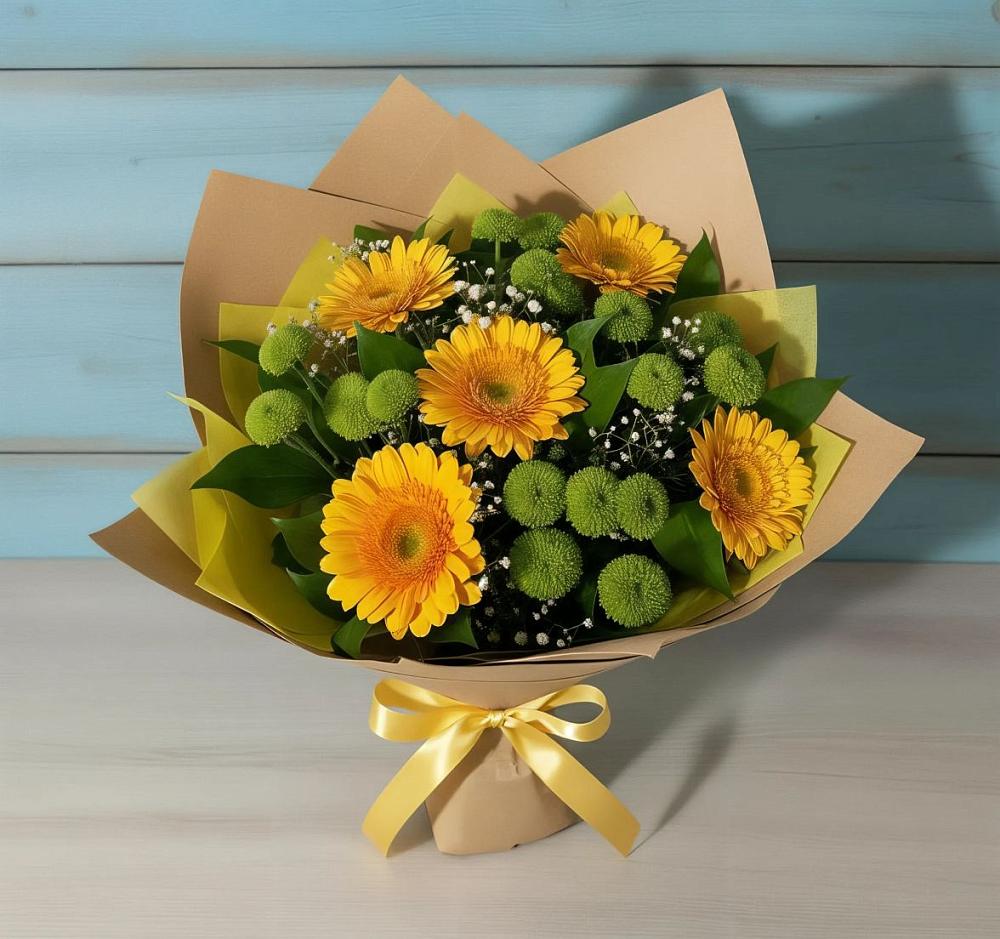 Букет цветов из: Герберы и Хризантемы в Зуе