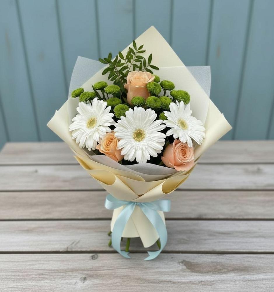 Букет цветов из: Герберы, Розы и Хризантемы в Зуе