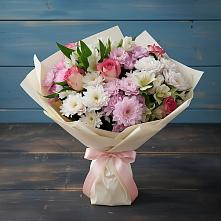 Букет цветов из:  Хризантемы, Альстромерии и Розы в Зуе