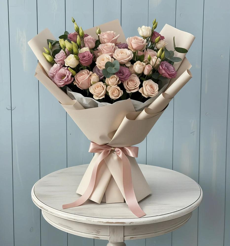 Букет цветов из: Розы и Лизиантусы в Зуе