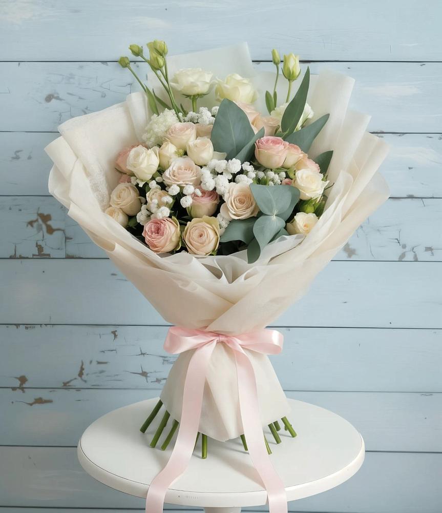 Букет цветов из: Розы и Лизиантусы в Зуе