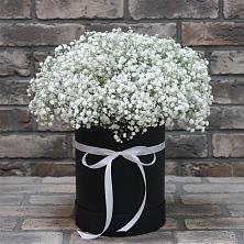 Цветочная композиция из Гипсофила в шляпной коробке в Зуе